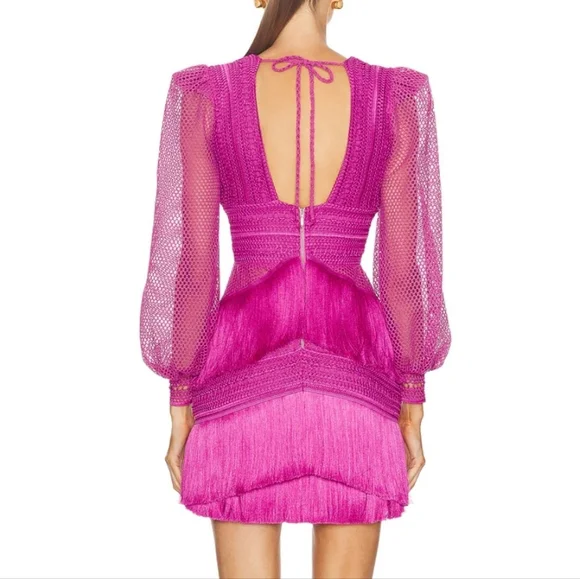 SOLD PatBO Long Sleeve Fringe Mini Dress - Picture 5 of 14
